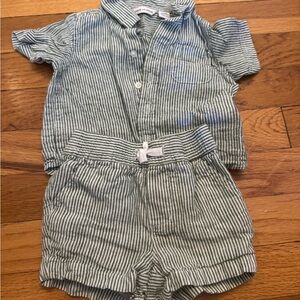 Janie and Jack Green Striped Shorts